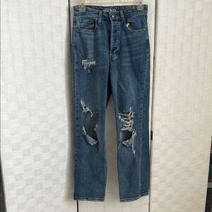 wild fable Distressed Dark Blue Straight Leg Jeans